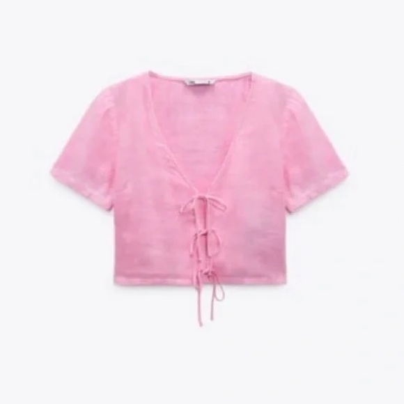 Zara Tops Zara Linen Blend Tie Top Poshmark